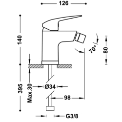 Bateria jednouchwytowa do bidetu BASE PLUS chrom TRES 21612010