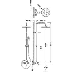 Zestaw baterii jednouchwytowej naściennej 2-drożnej prysznicowej BASE PLUS chrom TRES 21619110