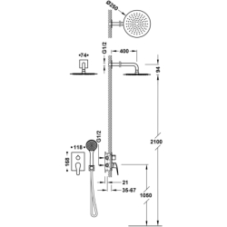 Zestaw baterii jednouchwytowej podtynkowej 2-drożnej Rapid-box prysznicowej BASE PLUS chrom TRES 21628004