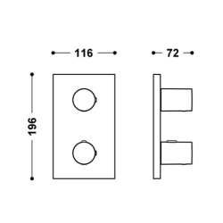 Elementy zewnętrzne do podtynkowego korpusu 2-drożnego THERM-BOX chrom TRES 21625001