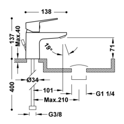 Bateria jednouchwytowa umywalkowa z automatycznym spustem BASE chrom TRES 21510303DA