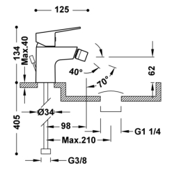 Bateria jednouchwytowa do bidetu z automatycznym spustem BASE chrom TRES 21512010DA