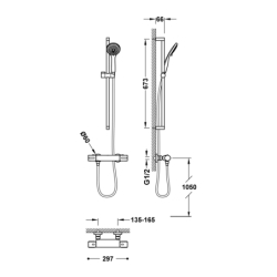 Zestaw baterii termostatycznej naściennej prysznicowej OVER-WALL chrom TRES 19019601