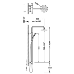 Zestaw baterii termostatycznej naściennej 2-drożnej prysznicowej OVER-WALL chrom TRES 19038710