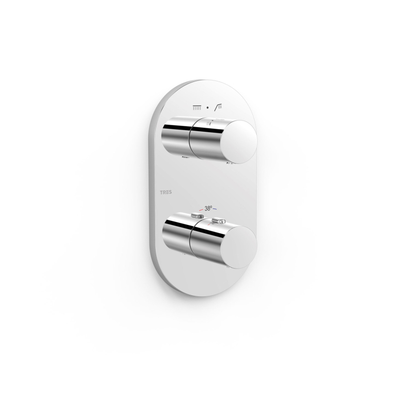 Elementy zewnętrzne do podtynkowego korpusu 2-drożnego THERM-BOX chrom TRES 21525001