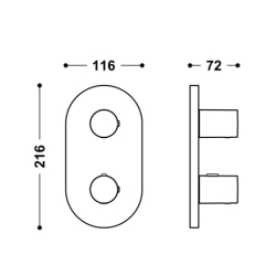 Elementy zewnętrzne do podtynkowego korpusu 2-drożnego THERM-BOX chrom TRES 21525001