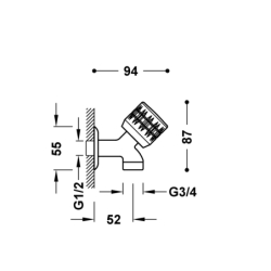 Bateria naścienna 1-drożna do pralki ESE-23 chrom TRES 123500F