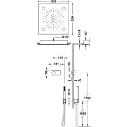 Zestaw elektronicznej baterii termostat. podtynkowej 2-drożnej prysznicowej z chromoter- SHOWER TECHNOLOGY chrom TRES 9286562