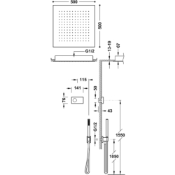 Zestaw elektronicznej baterii termostatycznej podtynkowej 2-drożnej prysznicowej- SHOWER TECHNOLOGY chrom TRES 9286561