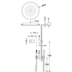 Zestaw elektronicznej baterii termostatycznej podtynkowej 2-drożnej prysznicowej- SHOWER TECHNOLOGY chrom TRES 9286557