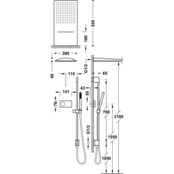 Zestaw elektronicznej baterii termostatycznej podtynkowej 3-drożnej prysznicowej- SHOWER TECHNOLOGY chrom TRES 9286307
