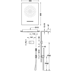 Zestaw elektronicznej baterii termostatycznej podtynkowej 3-drożnej prysznicowej- SHOWER TECHNOLOGY chrom TRES 9286304