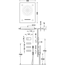 Zestaw elektronicznej baterii termostat. podtynkowej 4-drożnej prysznicowej z chromoter- SHOWER TECHNOLOGY chrom TRES 9286402