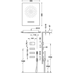 Zestaw elektronicznej baterii termostatycznej podtynkowej 4-drożnej prysznicowej- SHOWER TECHNOLOGY chrom TRES 9286404