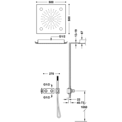 Zestaw baterii termostatycznej podtynkowej 2-drożnej prysznicowej B-SYSTEM chrom TRES 30725208