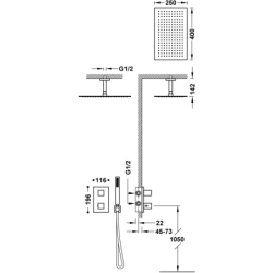 Zestaw baterii termostatycznej podtynkowej 2-drożnej prysznicowej THERM-BOX chrom TRES 20225053