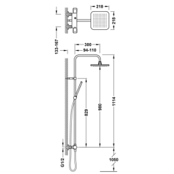 Zestaw baterii termostatycznej naściennej 2-drożnej prysznicowej OVER-WALL chrom TRES 19039318