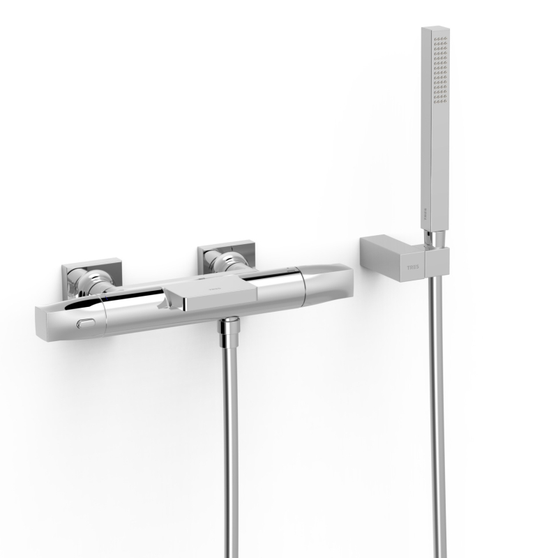 Bateria termostatyczna naścienna wannowa i prysznicowa OVER-WALL chrom TRES 19017489