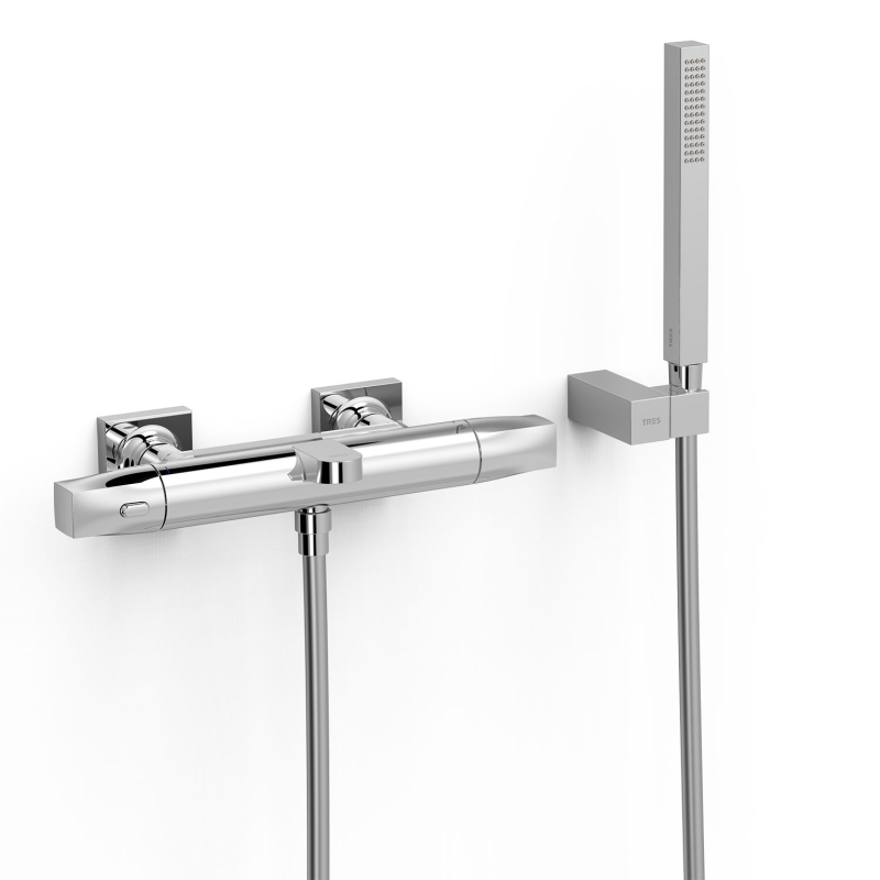 Bateria termostatyczna naścienna wannowa i prysznicowa OVER-WALL chrom TRES 19017459