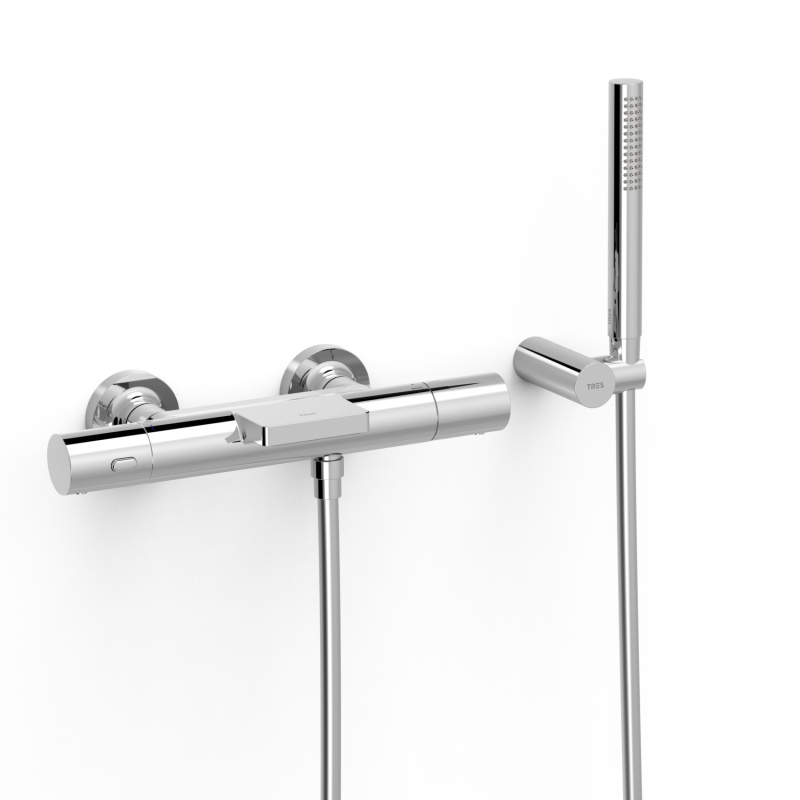 Bateria termostatyczna naścienna wannowa i prysznicowa OVER-WALL chrom TRES 19017428