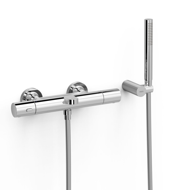 Bateria termostatyczna naścienna wannowa i prysznicowa OVER-WALL chrom TRES 19017429