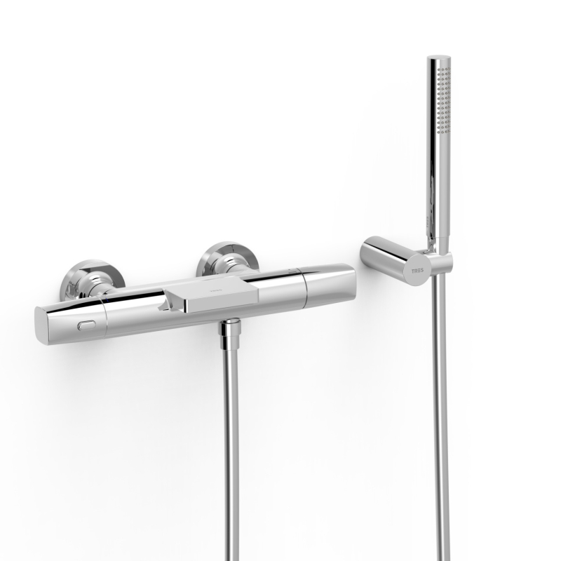 Bateria termostatyczna naścienna wannowa i prysznicowa OVER-WALL chrom TRES 19017499