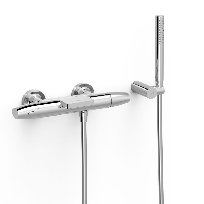 Bateria termostatyczna naścienna wannowa i prysznicowa OVER-WALL chrom TRES 19017479