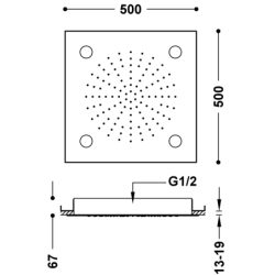 Deszczownica podtynkowa sufitowa prysznicowa z chronoterapią chrom TRES 29996201