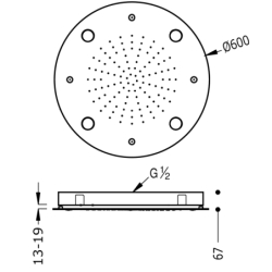 Deszczownica podtynkowa sufitowa prysznicowa z chronoterapią chrom TRES 29995801