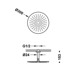 Ramię sufitowe z obrotową deszczownicą chrom TRES 134331
