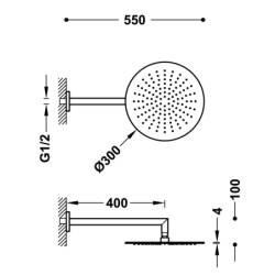 Ramię naścienne z obrotową deszczownicą chrom TRES 134432