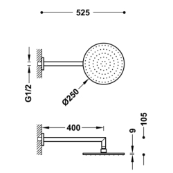 Ramię naścienne z obrotową deszczownicą chrom TRES 134232