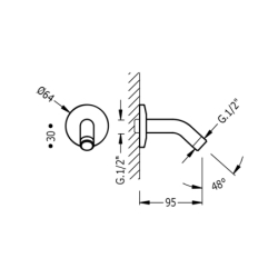 Ramię naścienne z deszczownicą chrom TRES 13473850