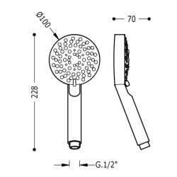 Słuchawka prysznicowa L100+ chrom TRES 134748