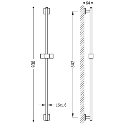 Drążek przesuwny prysznicowy chrom TRES 107935