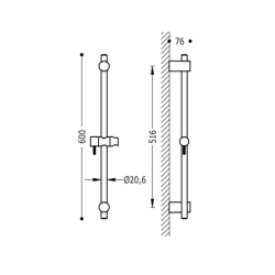 Drążek przesuwny prysznicowy chrom TRES 161835