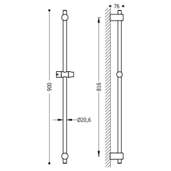 Drążek przesuwny prysznicowy chrom TRES 161838