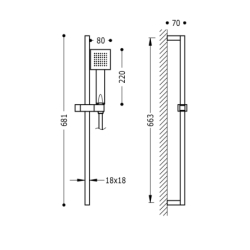 Zestaw drążek prysznicowy chrom TRES 134512
