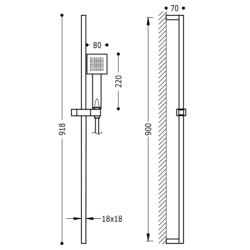 Zestaw drążek prysznicowy chrom TRES 134522