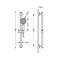 Zestaw drążek prysznicowy chrom TRES 134628