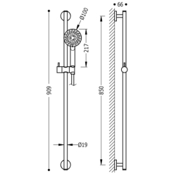 Zestaw drążek prysznicowy chrom TRES 134629