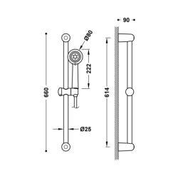 Zestaw drążek prysznicowy chrom TRES 143836