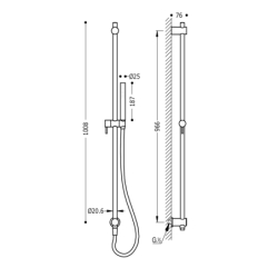 Zestaw drążek prysznicowy z przyłączem w ścianie- chrom TRES 6193104