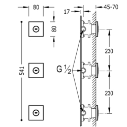 3 podtynkowe obrotowe dysze z hydromasażem chrom TRES 29951507