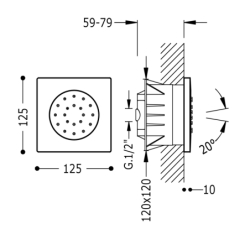 Podtynkowa dysza z hydromasażem chrom TRES 9107515