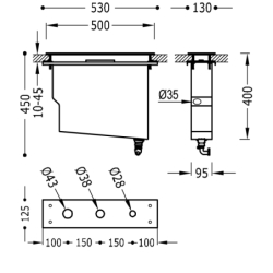 Zbiornik do baterii instalowany na brzegu wanny LOFT chrom TRES 20324501