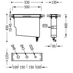 Zbiornik do baterii instalowany na brzegu wanny chrom TRES 162245
