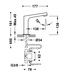 Elektroniczna bateria 1-drożna umywalkowa ELECTRONIC chrom TRES 39210317