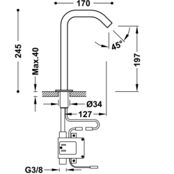 Elektroniczna bateria 1-drożna umywalkowa ELECTRONIC chrom TRES 39210319