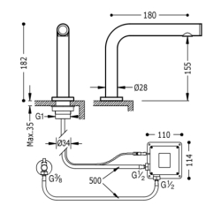 Elektroniczna bateria 1-drożna umywalkowa- MAX chrom TRES 6144701